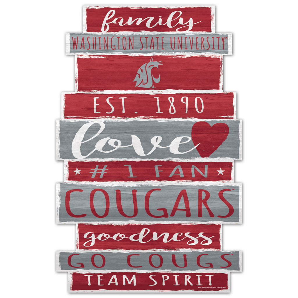 Washington State Cougars Sign 11x17 Wood Family Word
