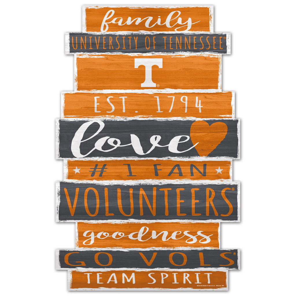 Tennessee Volunteers Sign 11x17 Wood Family Word