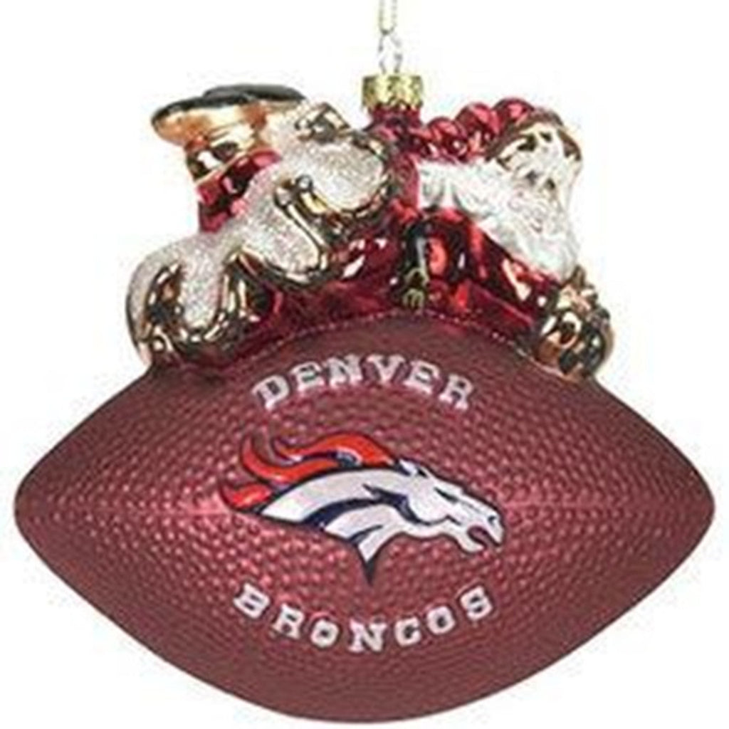 Denver Broncos Ornament 5 1/2 Inch Peggy Abrams Glass Football