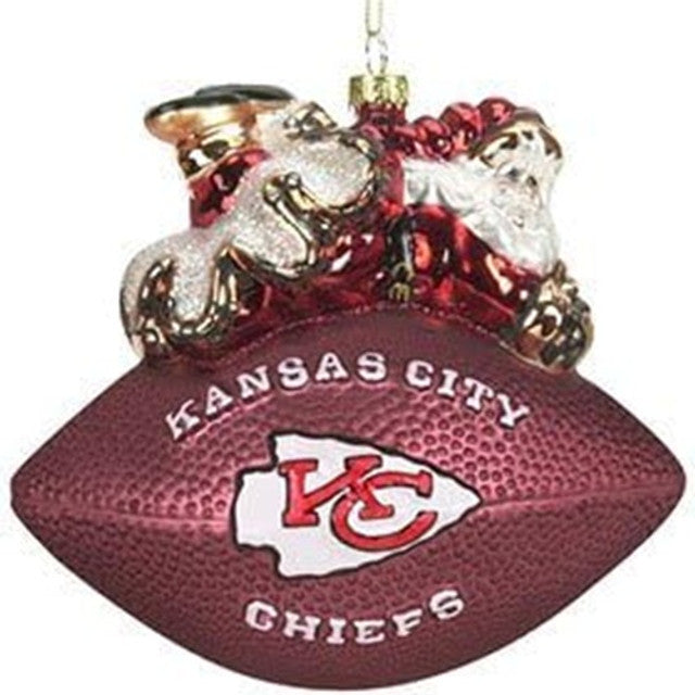Kansas City Chiefs Ornament 5 1/2 Inch Peggy Abrams Glass Football