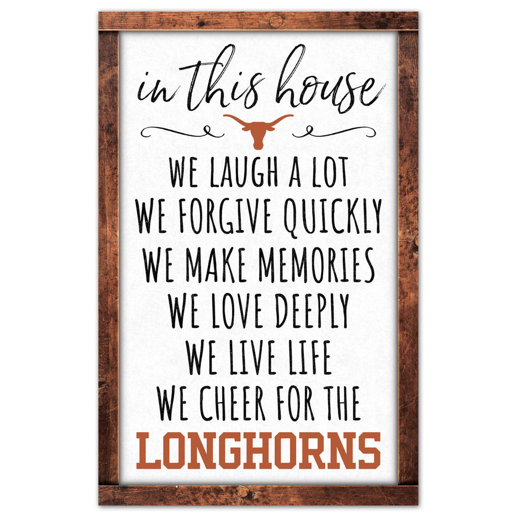 Texas Longhorns Sign 11x17 Wood In This House