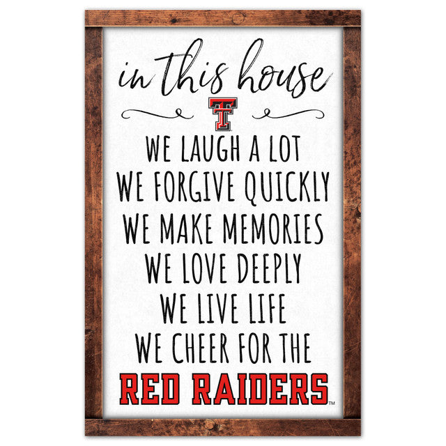 Texas Tech Red Raiders Sign 11x17 Wood In This House