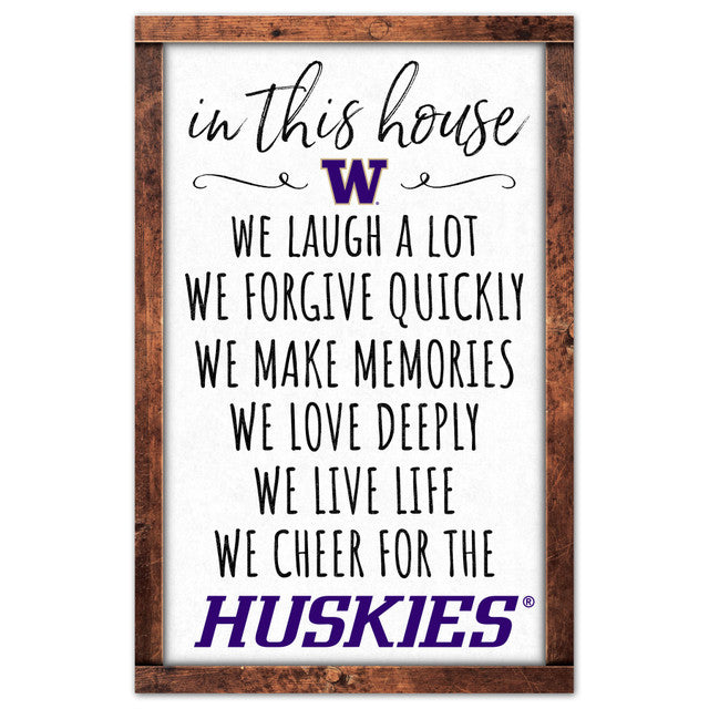 Washington Huskies Sign 11x17 Wood In This House