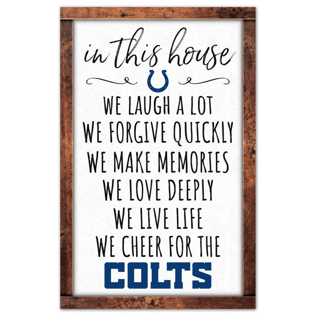 Indianapolis Colts Sign 11x17 Wood In This House