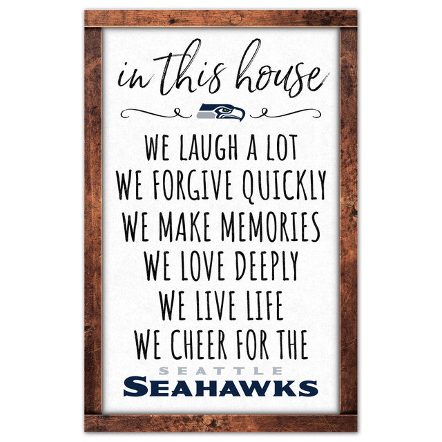 Seattle Seahawks Sign 11x17 Wood In This House