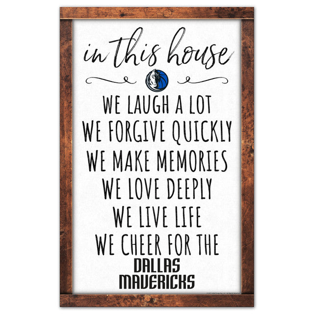 Dallas Mavericks Sign 11x17 Wood In This House