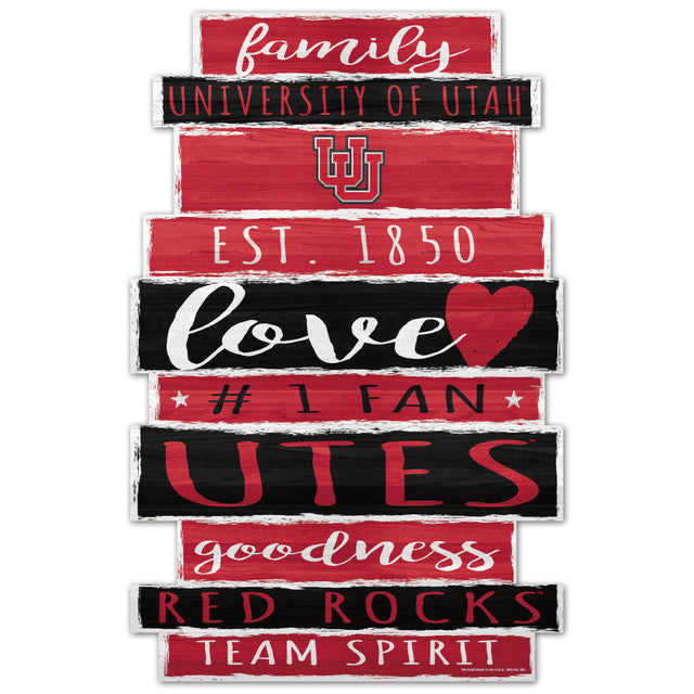 Utah Utes Sign 11x17 Wood Family Word