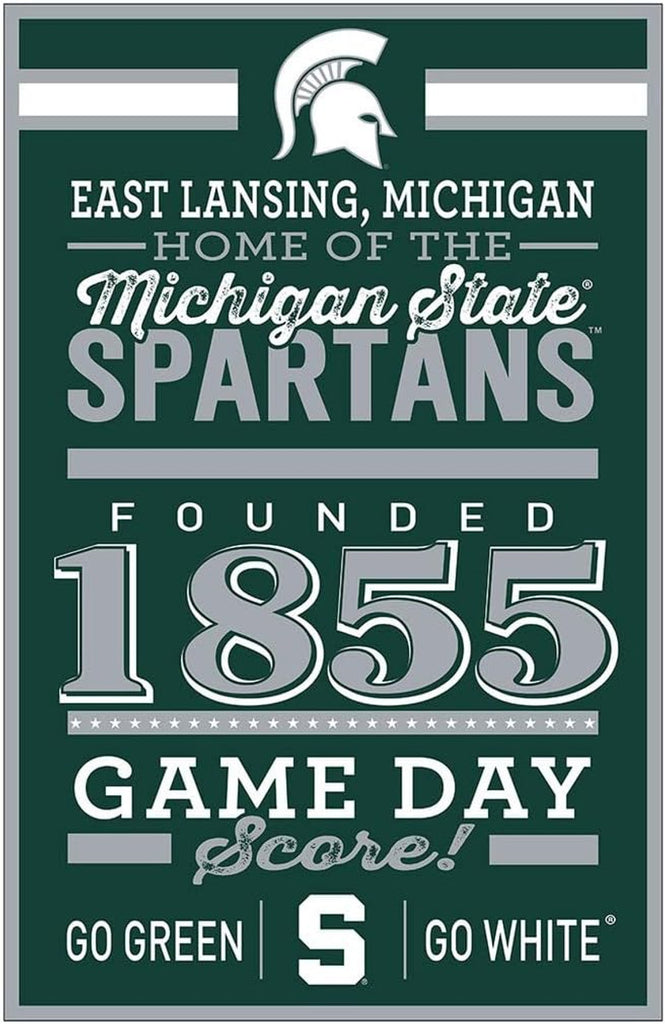 Michigan State Spartans Sign 11x17 Wood Established