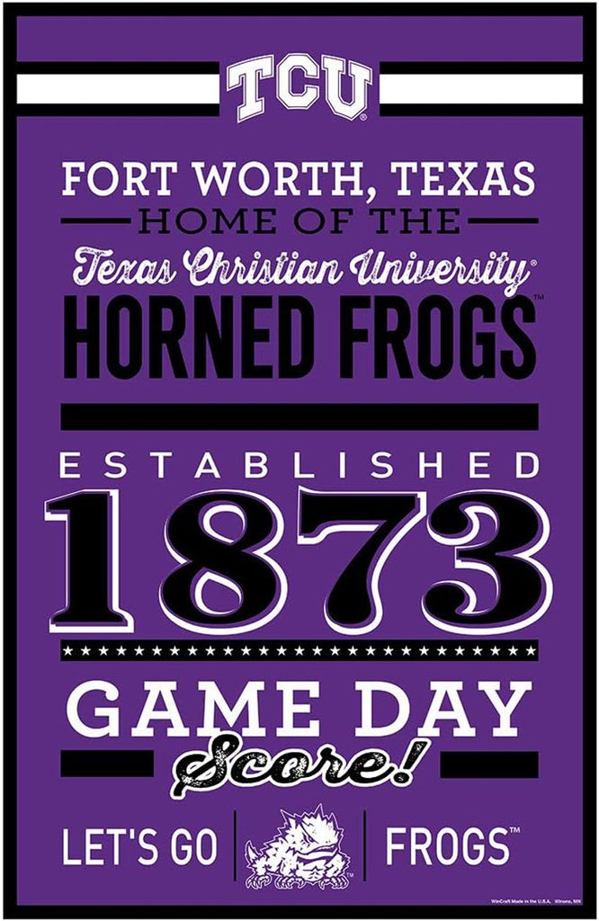 TCU Horned Frogs Sign 11x17 Wood Established