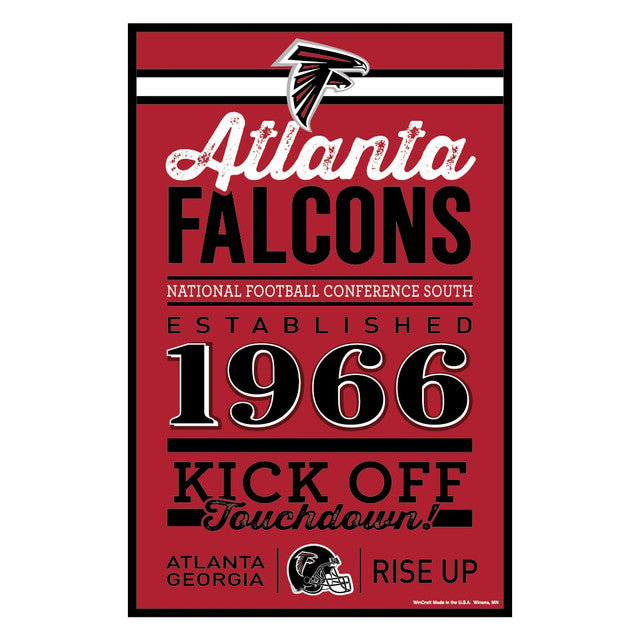 Atlanta Falcons Sign 11x17 Wood Established Design