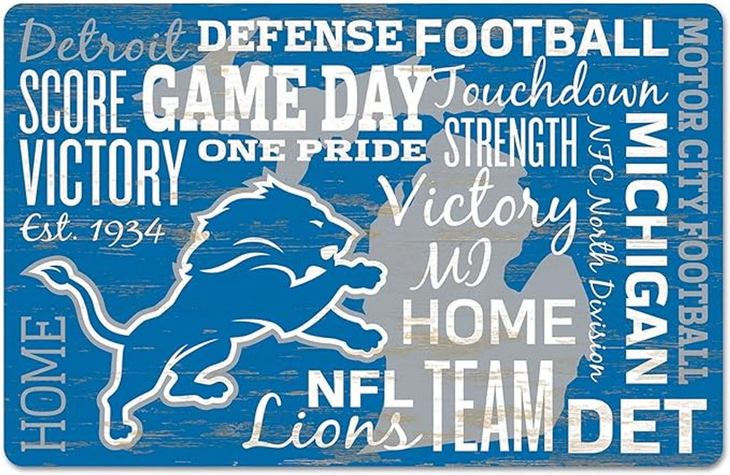 Detroit Lions Sign 11x17 Wood Wordage Design
