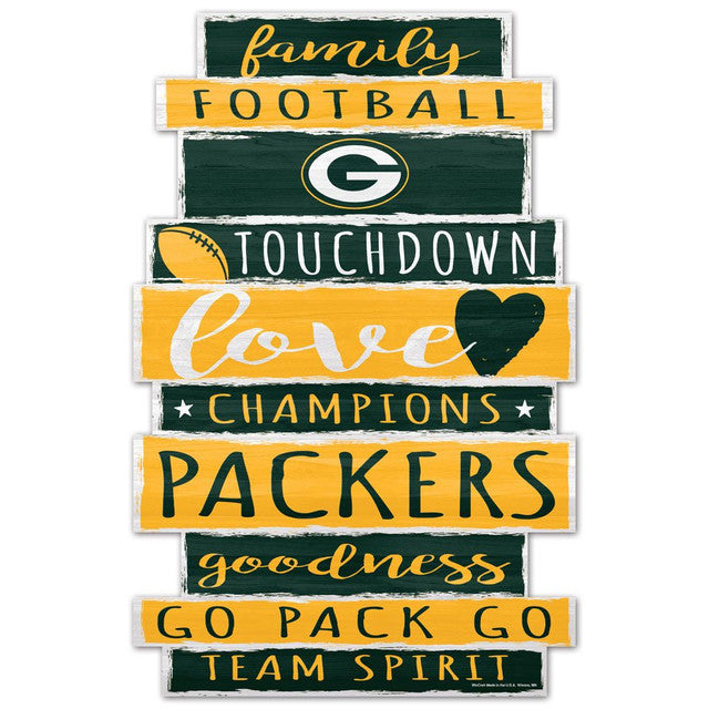 Green Bay Packers Sign 11x17 Wood Family Word Design