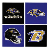 Baltimore Ravens Coaster Set 4 Piece with Wood Caddy