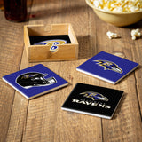 Baltimore Ravens Coaster Set 4 Piece with Wood Caddy
