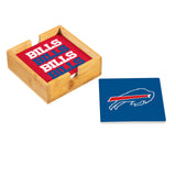 Buffalo Bills Coaster Set 4 Piece with Wood Caddy