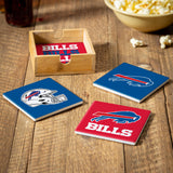 Buffalo Bills Coaster Set 4 Piece with Wood Caddy