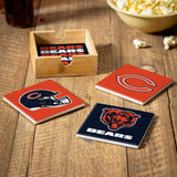 Chicago Bears Coaster Set 4 Piece with Wood Caddy