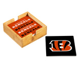 Cincinnati Bengals Coaster Set 4 Piece with Wood Caddy
