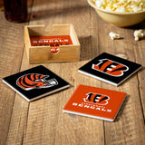 Cincinnati Bengals Coaster Set 4 Piece with Wood Caddy
