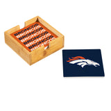 Denver Broncos Coaster Set 4 Piece with Wood Caddy