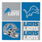 Detroit Lions Coaster Set 4 Piece with Wood Caddy