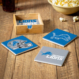 Detroit Lions Coaster Set 4 Piece with Wood Caddy