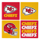 Kansas City Chiefs Coaster Set 4 Piece with Wood Caddy