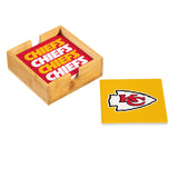 Kansas City Chiefs Coaster Set 4 Piece with Wood Caddy