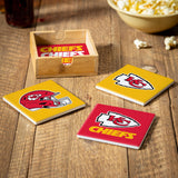 Kansas City Chiefs Coaster Set 4 Piece with Wood Caddy