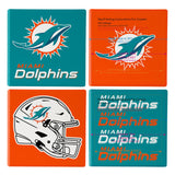 Miami Dolphins Coaster Set 4 Piece with Wood Caddy