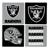 Las Vegas Raiders Coaster Set 4 Piece with Wood Caddy