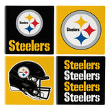 Pittsburgh Steelers Coaster Set 4 Piece with Wood Caddy