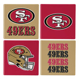 San Francisco 49ers Coaster Set 4 Piece with Wood Caddy