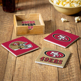 San Francisco 49ers Coaster Set 4 Piece with Wood Caddy