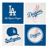 Los Angeles Dodgers Coaster Set 4 Piece with Wood Caddy