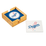 Los Angeles Dodgers Coaster Set 4 Piece with Wood Caddy