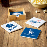 Los Angeles Dodgers Coaster Set 4 Piece with Wood Caddy