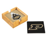 Purdue Boilermakers Coaster Set 4 Piece with Wood Caddy