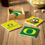 Oregon Ducks Coaster Set 4 Piece with Wood Caddy