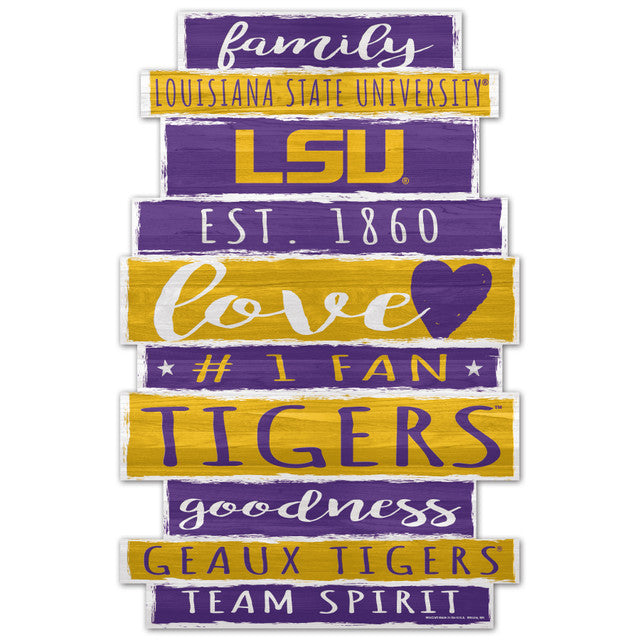 LSU Tigers Sign 11x17 Wood Family Word