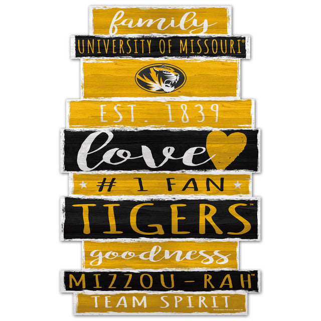 Missouri Tigers Sign 11x17 Wood Family Word