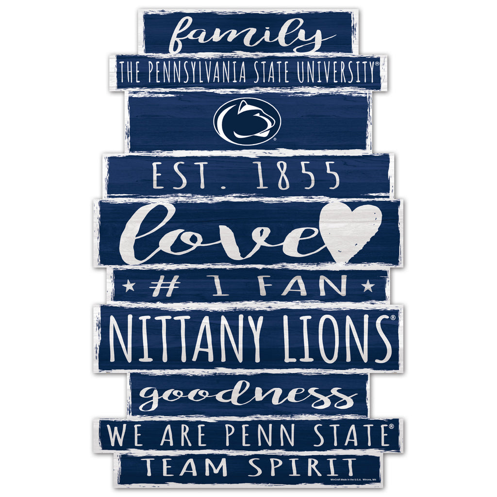 Penn State Nittany Lions Sign 11x17 Wood Family Word