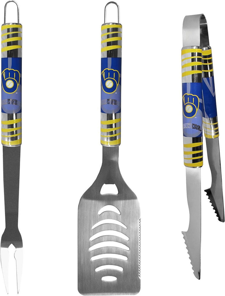 Milwaukee Brewers Utensil Set Grilling BBQ Stainless Steel 3 Piece CO