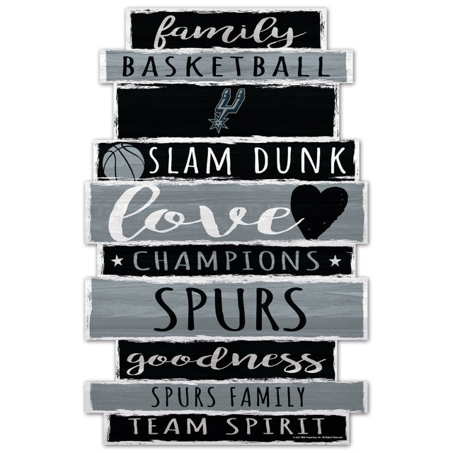 San Antonio Spurs Sign 11x17 Wood Family Word