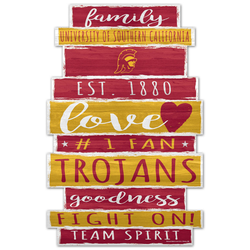 USC Trojans Sign 11x17 Wood Family Word