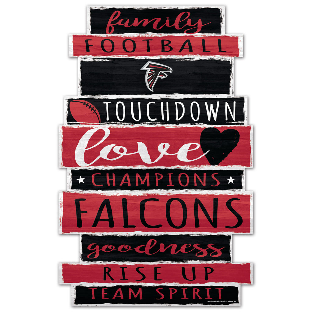 Atlanta Falcons Sign 11x17 Wood Family Word