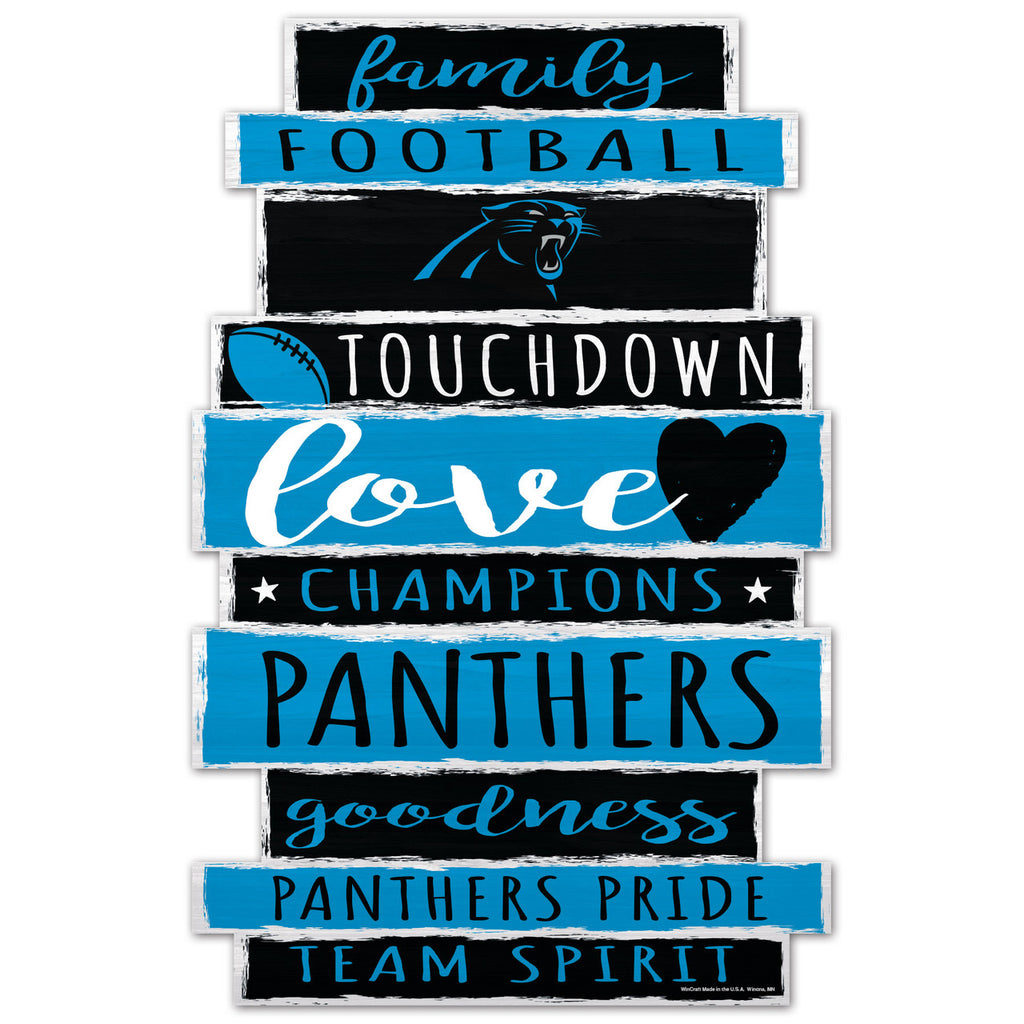 Carolina Panthers Sign 11x17 Wood Family Word