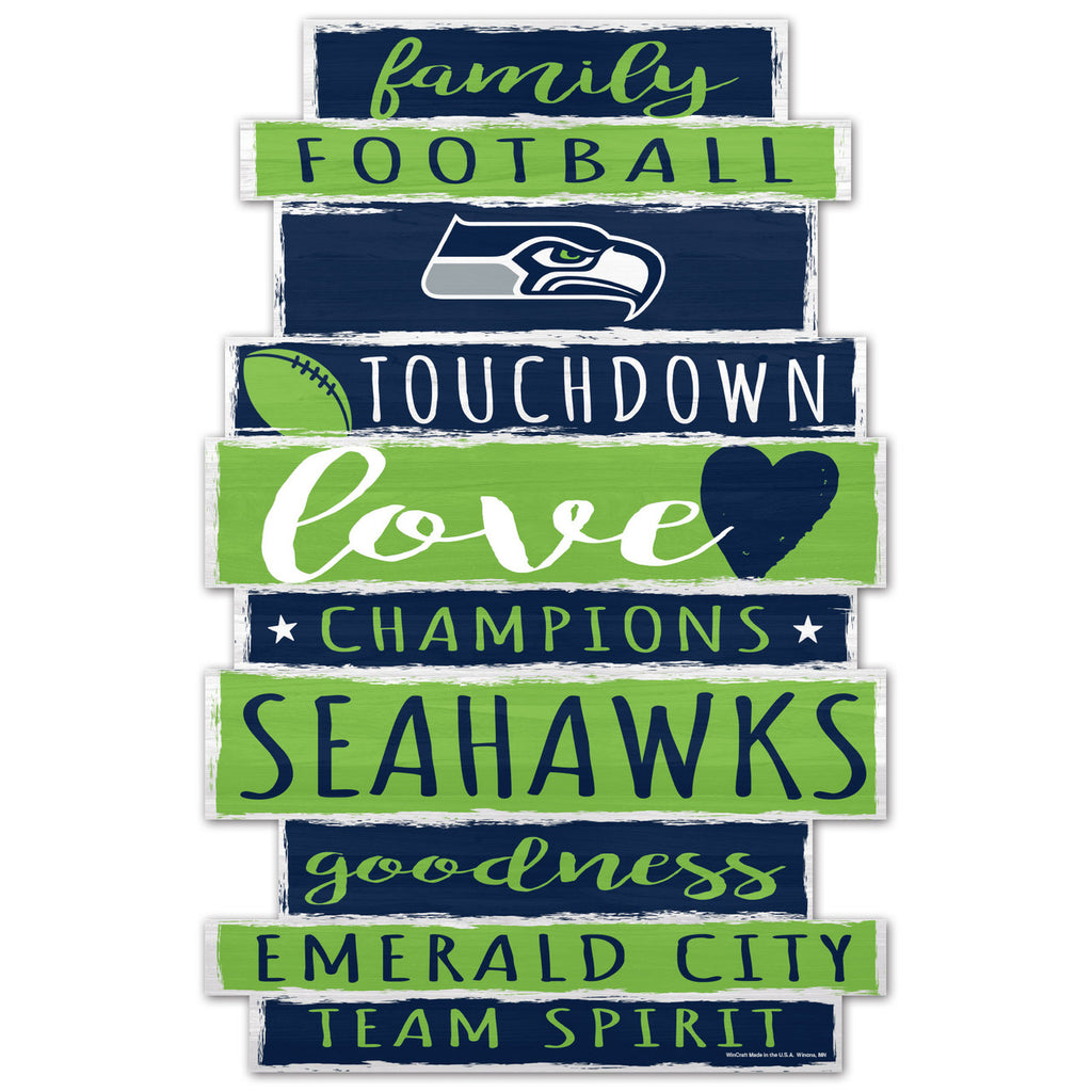 Seattle Seahawks Sign 11x17 Wood Family Word