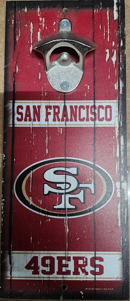 San Francisco 49ers Sign Wood 5x11 Bottle Opener Alternate