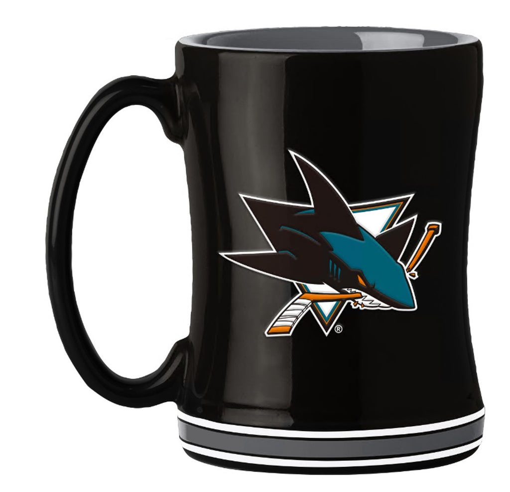 San Jose Sharks Coffee Mug 14oz Sculpted Relief Team Color